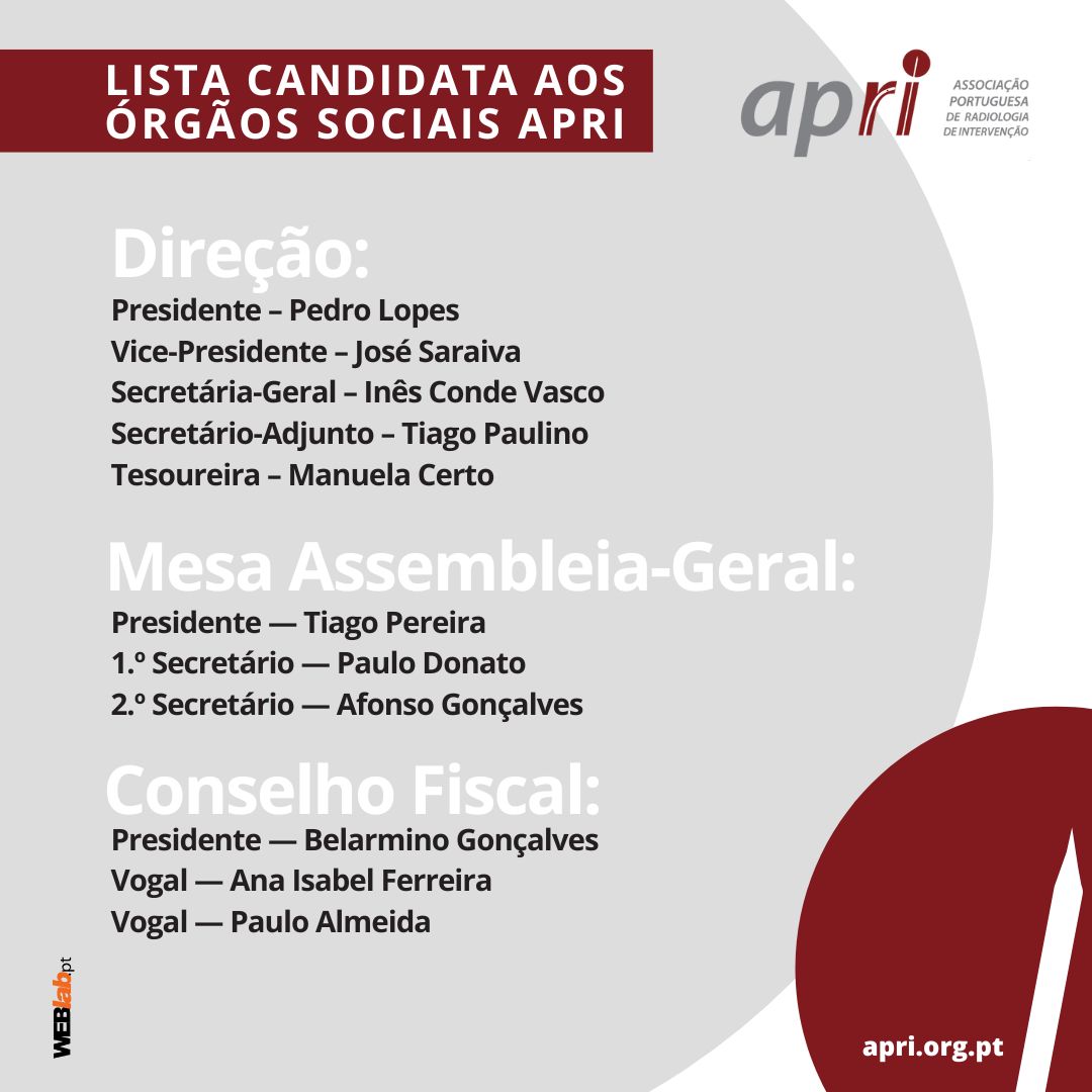 Lista candidata aos órgãos sociais da APRI